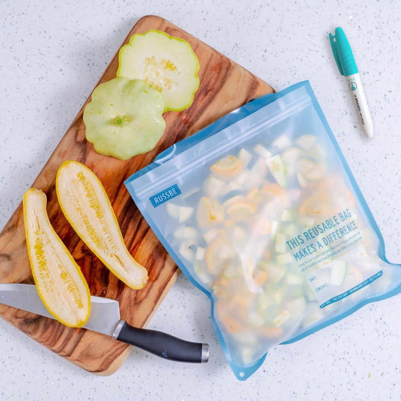 Reusable Freezer Bags and Labeling Marker