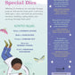 Illustrated child drawing with butterflies and text describing grief activities like letters, memory stones, and scrapbooks.
