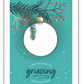 This image features the cover of a booklet titled **"A Practical Guide for Grieving During the Holidays."** The design includes a **winter holiday theme**, with a **teal background**, **snowfall effect**, and an illustration of a **white ornament hanging from pine branches with red berries**. The typography combines a mix of elegant script and clean, modern text, emphasizing the word grieving."

The cover suggests that the booklet provides support and guidance for coping with grief during the holidays.