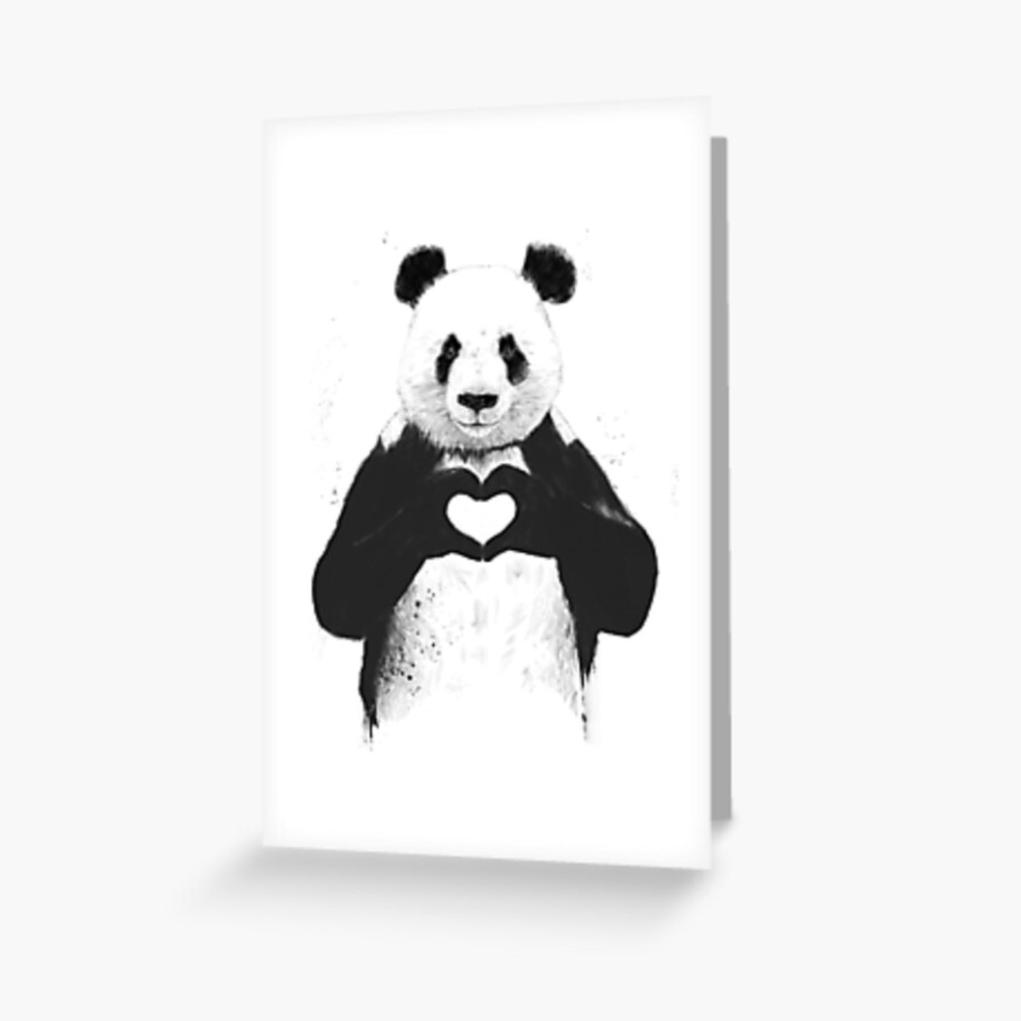 Blank Panda Heart Card